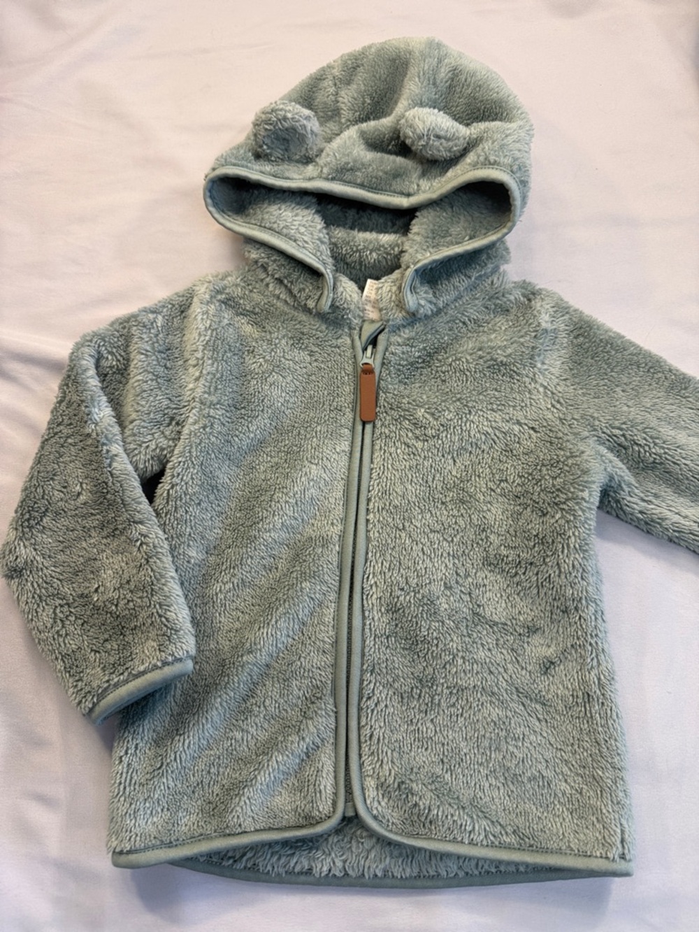 H&M Sage Green Fleece Hooded Jacket with Bear Ears
